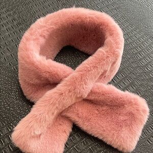 Pink Faux Fur Wrap Scarf Wrap with slit on one side to Hold Scarf together